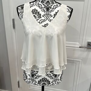 LUSH white women's flowy cropped summer tank shirt Small beachy boho flowy